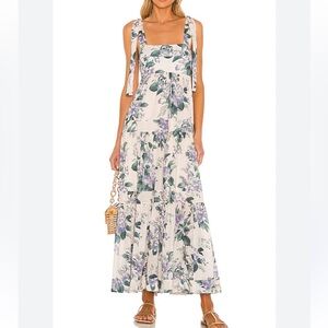 Zimmermann Casia Tie Floral Hydrangea Maxi Dress Sz 2